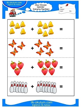 Çocuklar İçin toplam işlemi yaprak testleri 